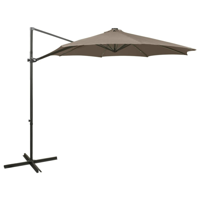 VXL Cantilever Umbrella With Pole And Led Lights 300 Cm Taupé