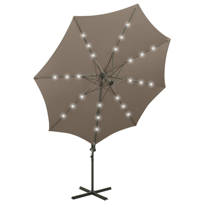 VXL Cantilever Umbrella With Pole And Led Lights 300 Cm Taupé