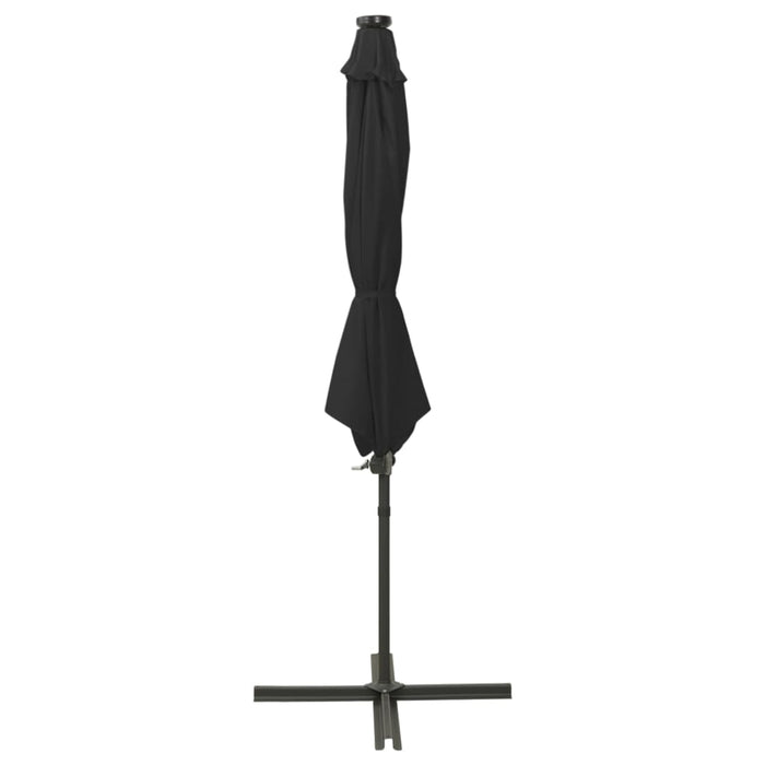 VXL Cantilever Umbrella With Pole And Led Lights Black 300 Cm