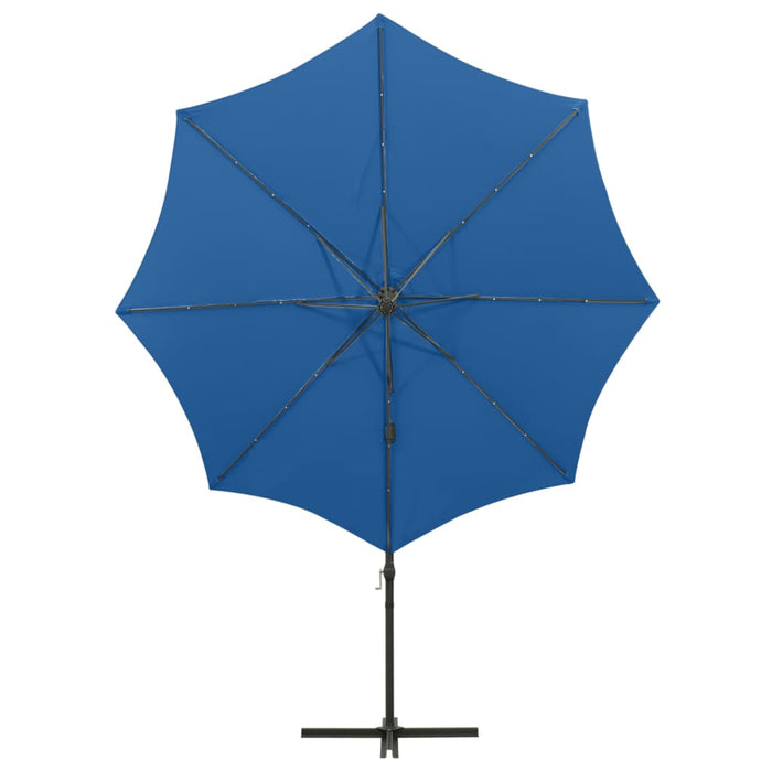 VXL Cantilever Umbrella With Pole And Light Blue Led Lights 300 Cm