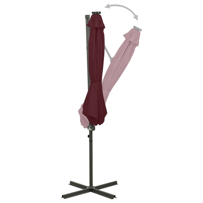 VXL Cantilever Umbrella With Pole And Led Lights Burgundy 300 Cm