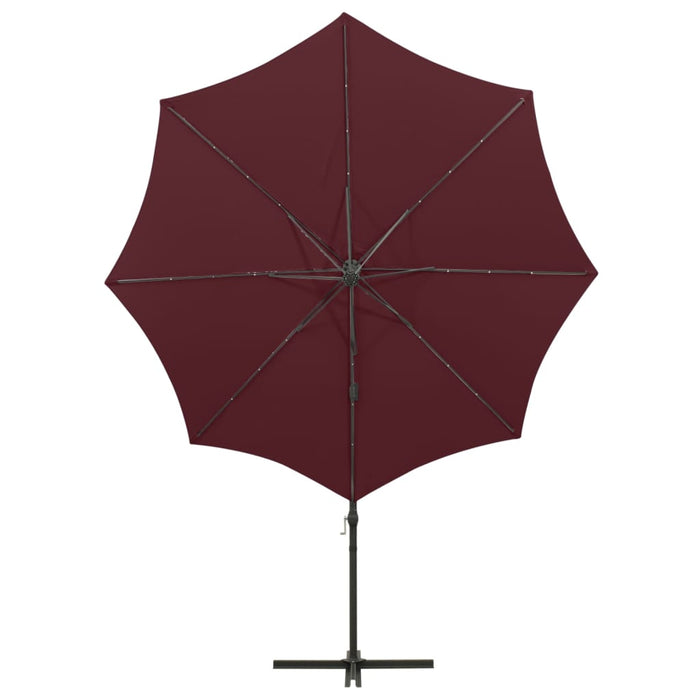 VXL Cantilever Umbrella With Pole And Led Lights Burgundy 300 Cm