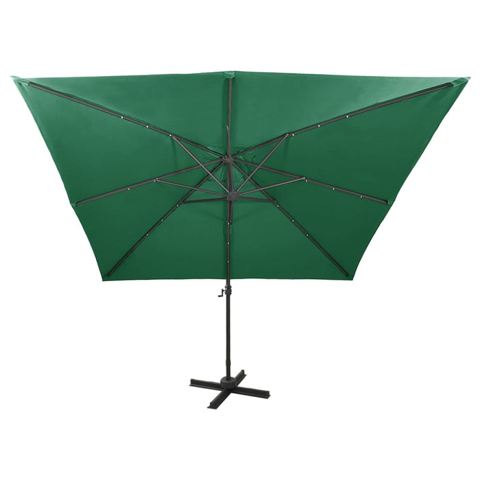 VXL Cantilever Umbrella With Pole And Led Lights 300 Cm Green