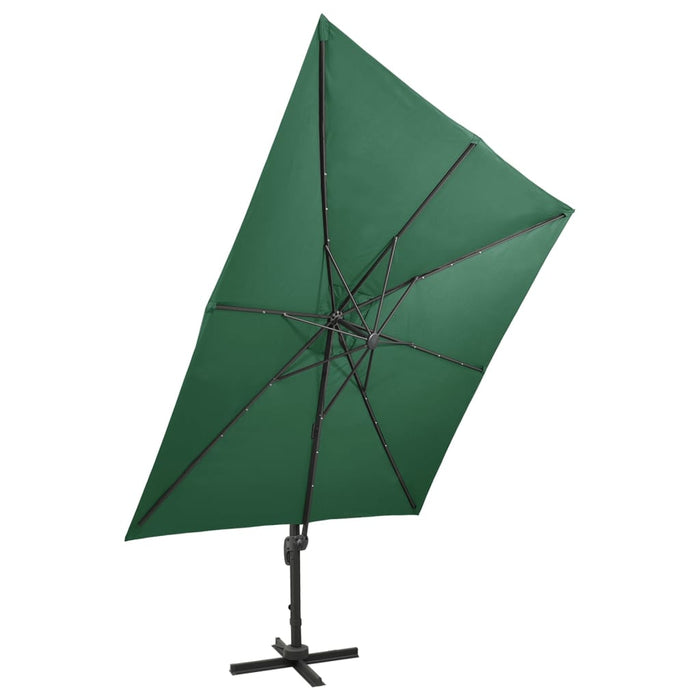 VXL Cantilever Umbrella With Pole And Led Lights 300 Cm Green
