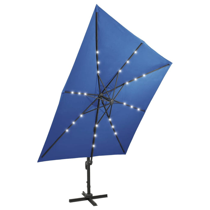 VXL Cantilever Umbrella With Pole And Light Blue Led Lights 300 Cm