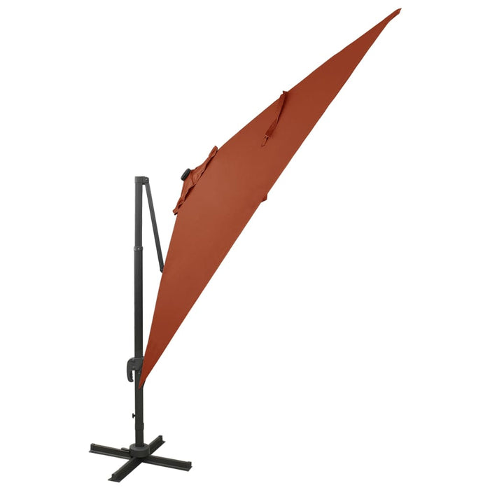 VXL Cantilever Parasol With Pole And Led Lights Terracotta 300 Cm