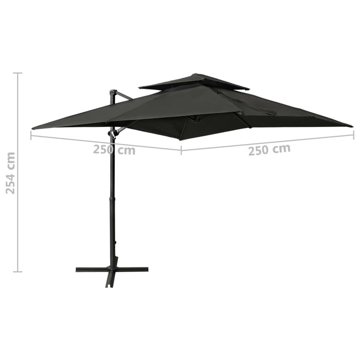 VXL Cantilever Parasol With Double Lid Anthracite Gray 250X250 Cm