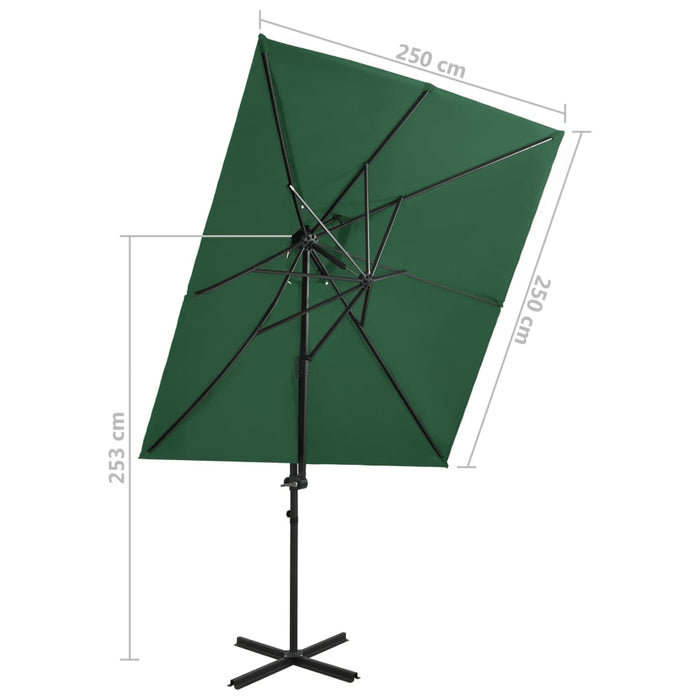 VXL Cantilever Parasol With Double Green Cover 250X250 Cm