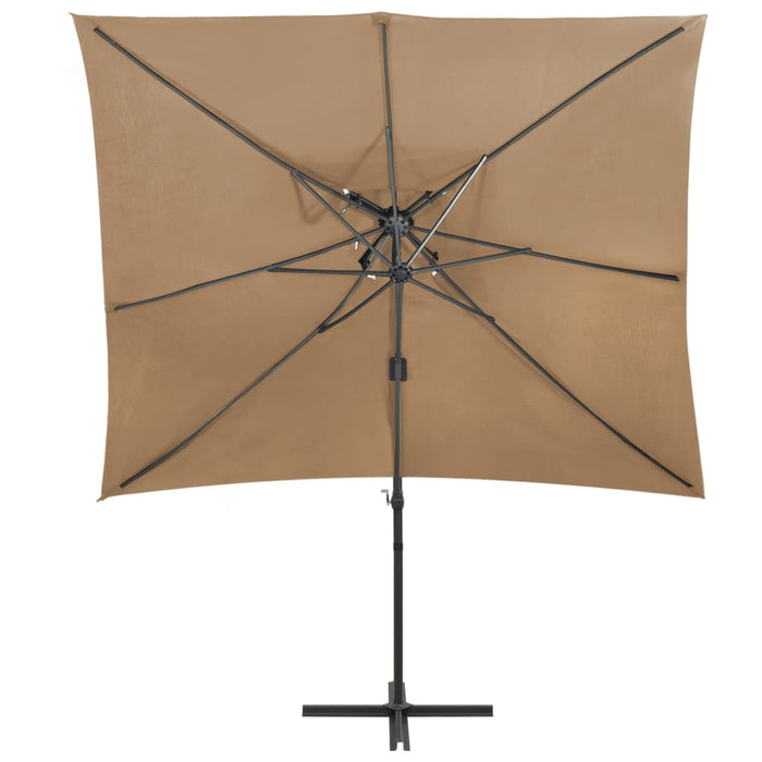 VXL Cantilever Parasol With Double Cover Taupe Gray 250X250 Cm