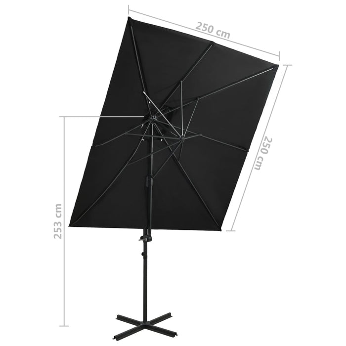 VXL Cantilever Umbrella With Double Black Cover 250X250 Cm