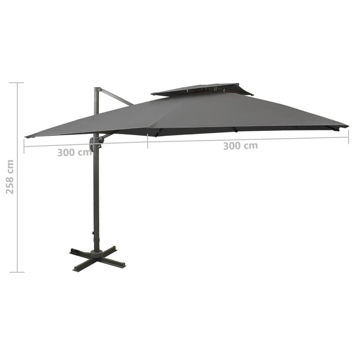 VXL Cantilever Parasol With Double Cover Anthracite Gray 300X300 Cm