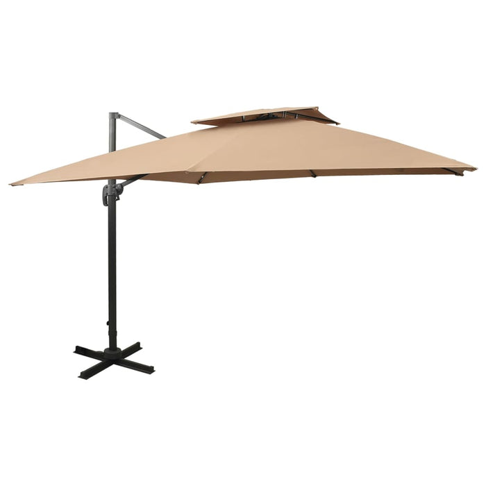 VXL Cantilever Parasol With Double Cover Taupe Gray 300X300 Cm