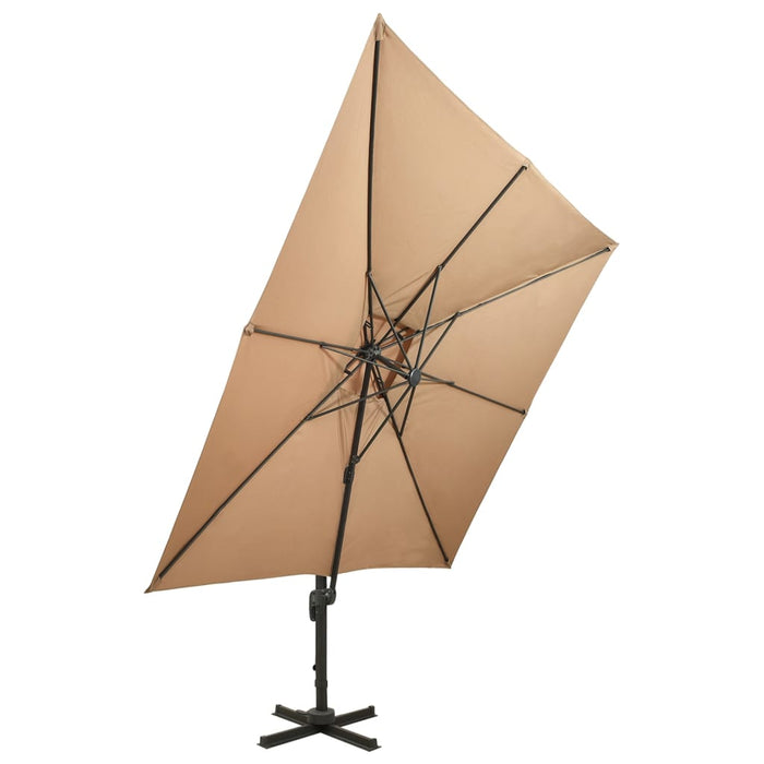 VXL Cantilever Parasol With Double Cover Taupe Gray 300X300 Cm