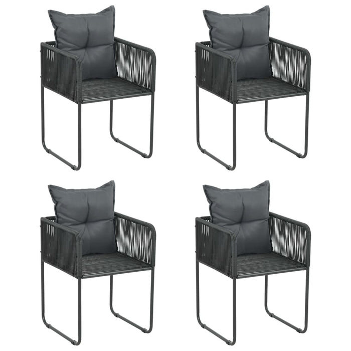 VXL Garden Chairs with Cushions 4 Units Black Synthetic Rattan
