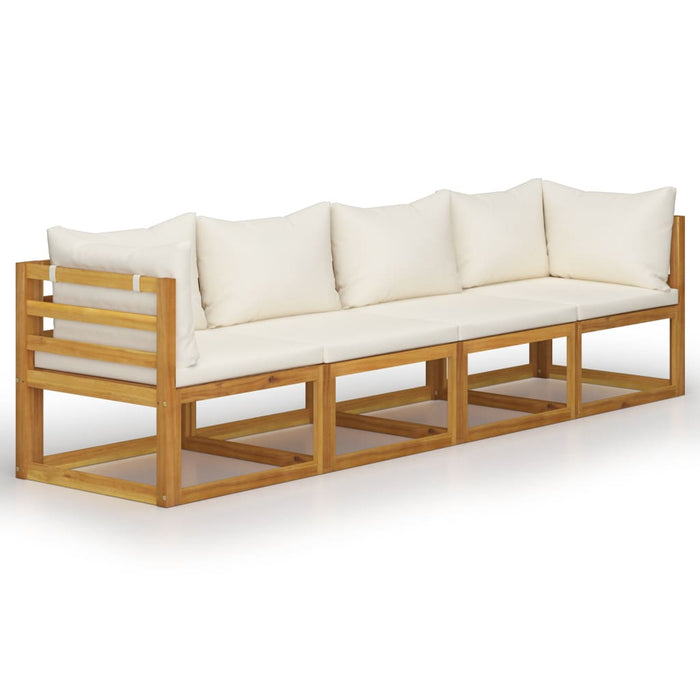 VXL 4 Seater Garden Sofa With Cushion Cream Acacia Wood