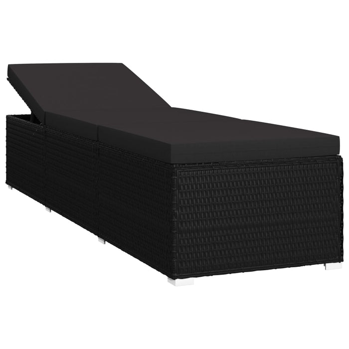 VXL Garden Loungers and Table 3 Pieces Black Synthetic Rattan