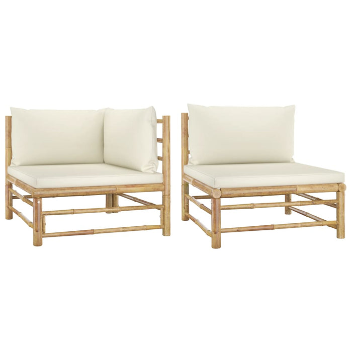 VXL Garden Furniture Set 2 Pieces Bamboo and Cream White Cushions