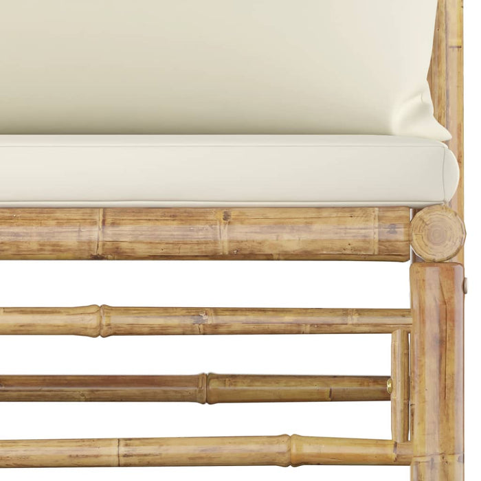 VXL Set De Muebles De Jardín 2 Piezas Bambú Y Cojines Blanco Crema