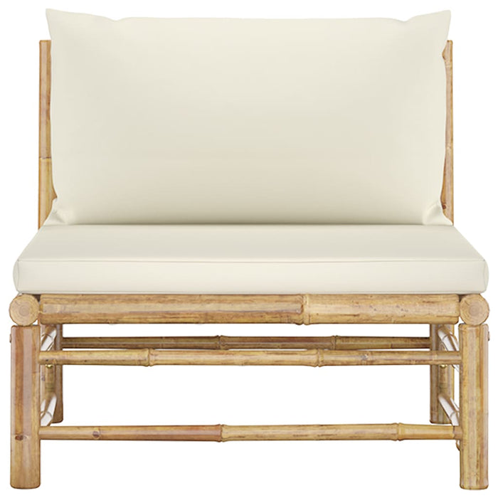 VXL Central Garden Sofa Bamboo With Cream White Cushions