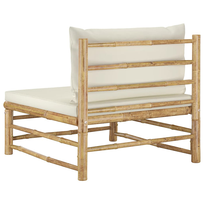 VXL Central Garden Sofa Bamboo With Cream White Cushions
