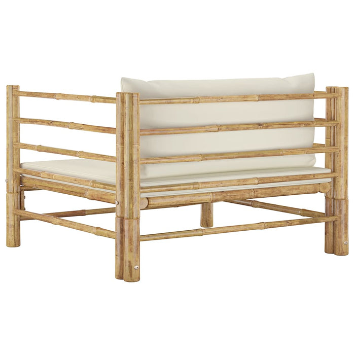 VXL Bamboo Garden Sofa With Cream White Cushions
