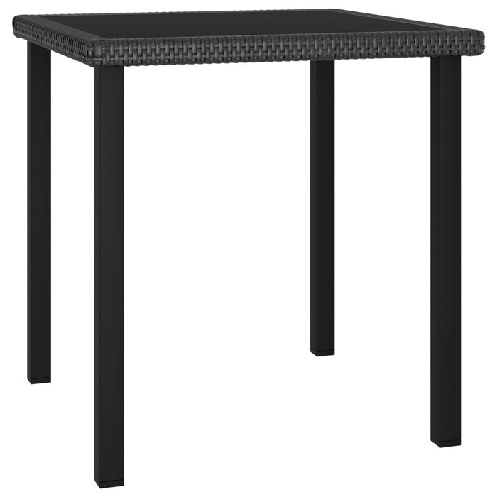 VXL Dining Table for Garden Black Synthetic Rattan 70X70X73 Cm