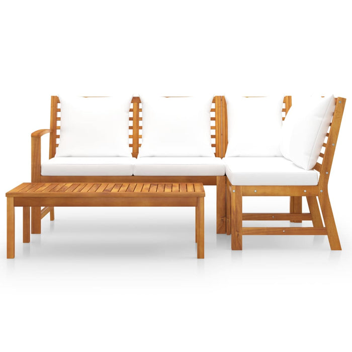 VXL Garden Furniture 4 Pieces Cream Cushions Solid Acacia Wood