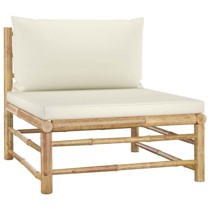 VXL Garden Furniture Set 4 Pieces Bamboo and Cream White Cushions