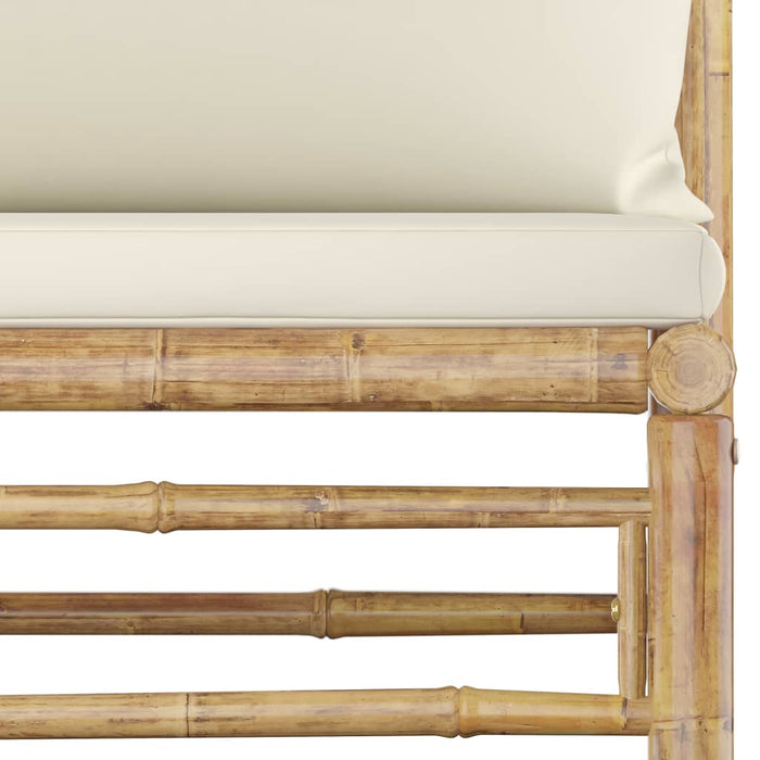 VXL Set De Muebles De Jardín 4 Piezas Bambú Y Cojines Blanco Crema