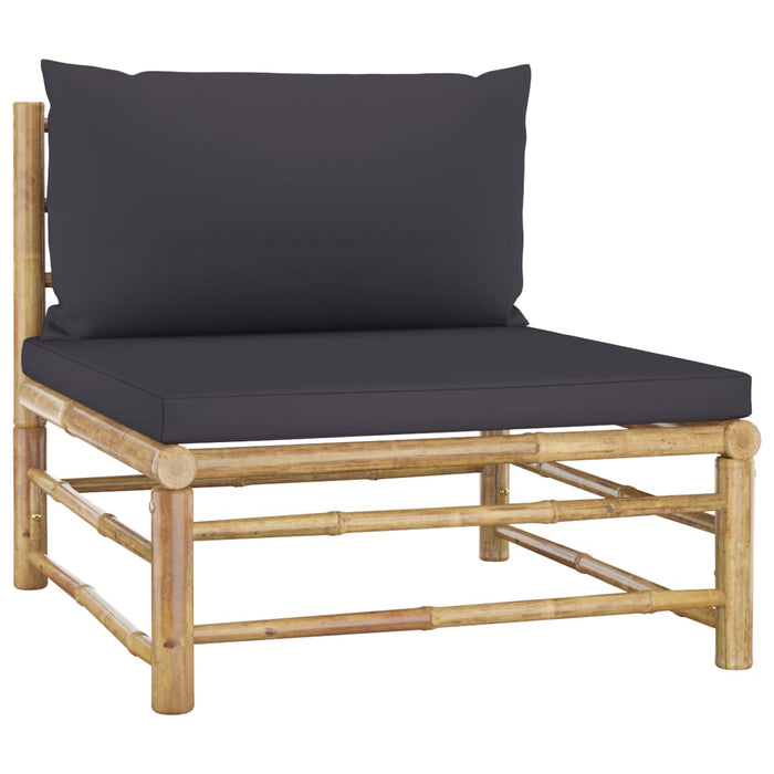 VXL Garden Furniture Set 4 Pieces Bamboo and Dark Gray Cushions