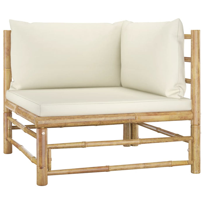VXL Garden Furniture Set 5 Pieces Bamboo and Cream White Cushions