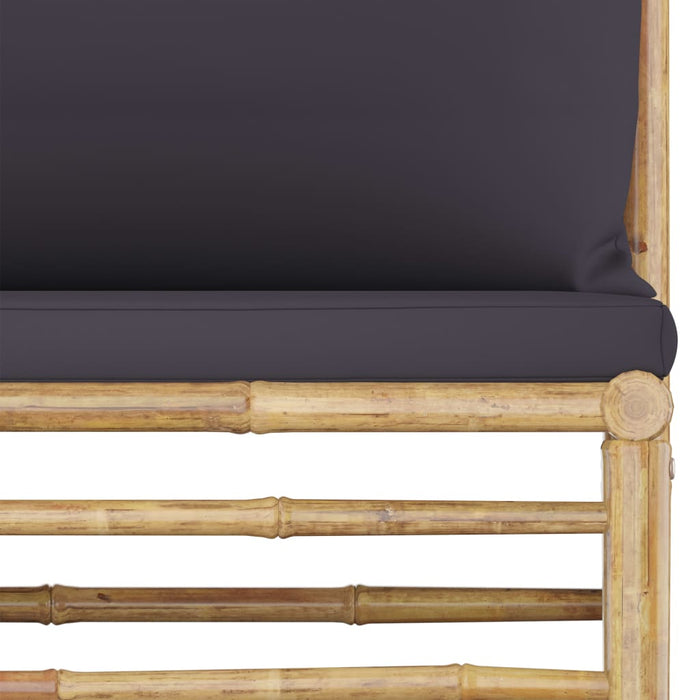 VXL Garden Furniture Set 5 Pieces Bamboo and Dark Gray Cushions
