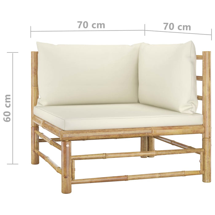 VXL Garden Furniture Set 2 Pieces Bamboo and Cream White Cushions
