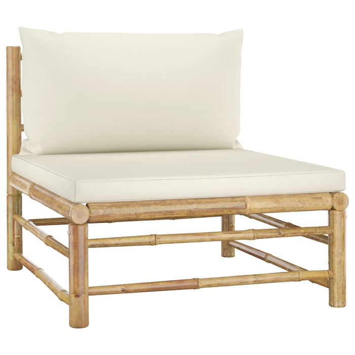 VXL Garden Furniture Set 3 Pieces Bamboo and Cream White Cushions