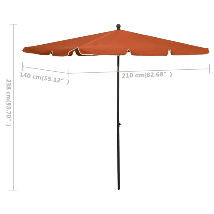 VXL Garden Umbrella with Terracotta Pole 210X140 Cm