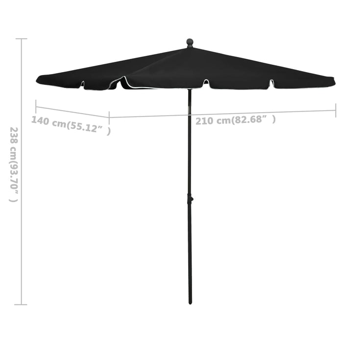 VXL Garden Umbrella with Black Pole 210X140 Cm