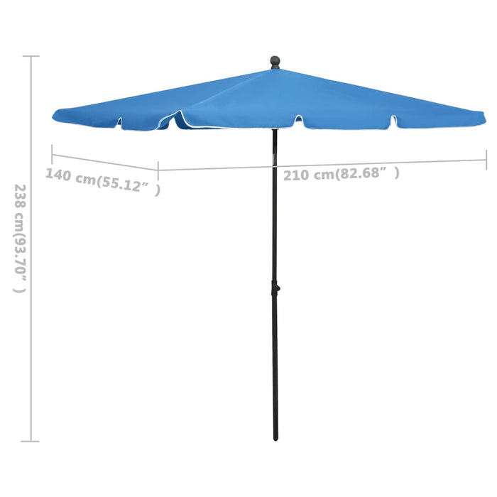 VXL Garden Umbrella with Pole Azure Blue 210X140 Cm