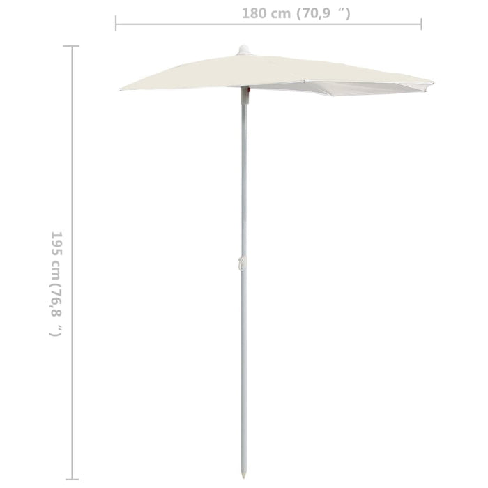 VXL Semicircular Garden Umbrella with Pole 300X150 Cm Sand