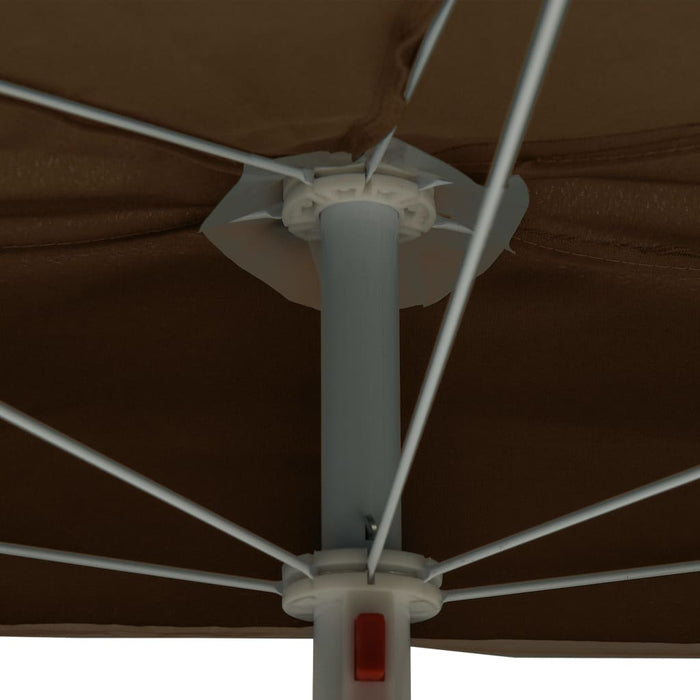 VXL Semicircular Garden Umbrella with Pole 300X150 Cm Taupe Gray