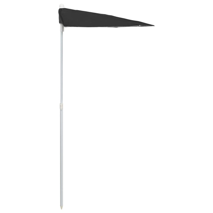 VXL Semicircular Garden Umbrella with Pole 300X150 Cm Black