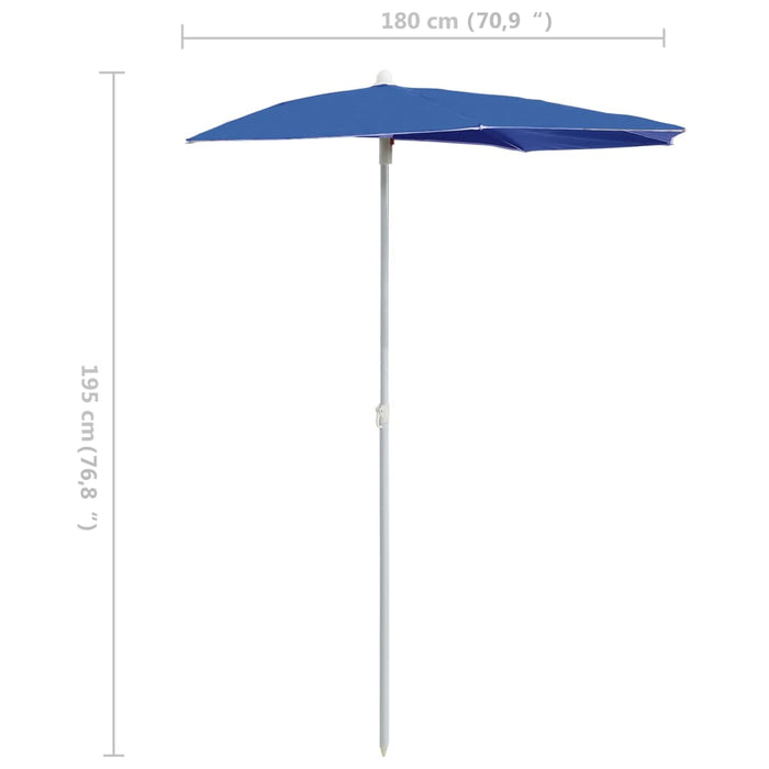 VXL Semicircular Garden Umbrella with Pole 300X150 Cm Azure Blue