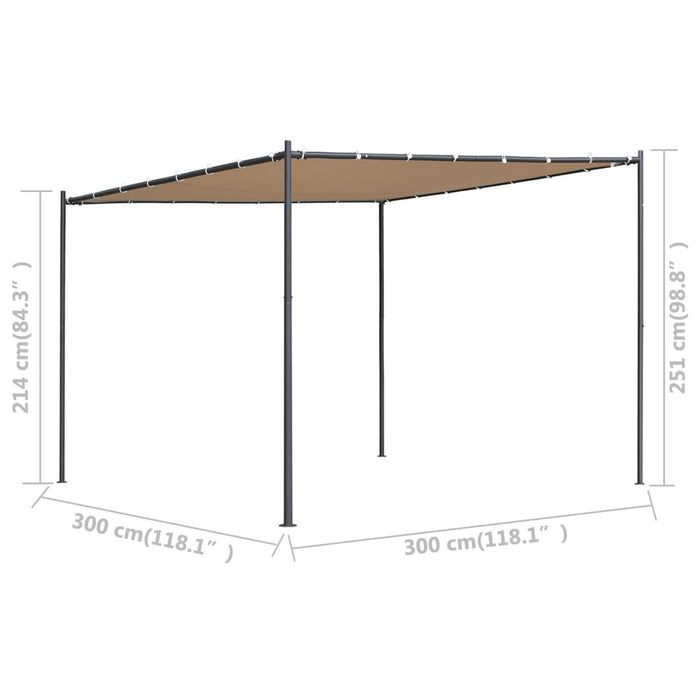 VXL Gazebo With Sloped Roof Beige 300X300X251 Cm 180 G/M²