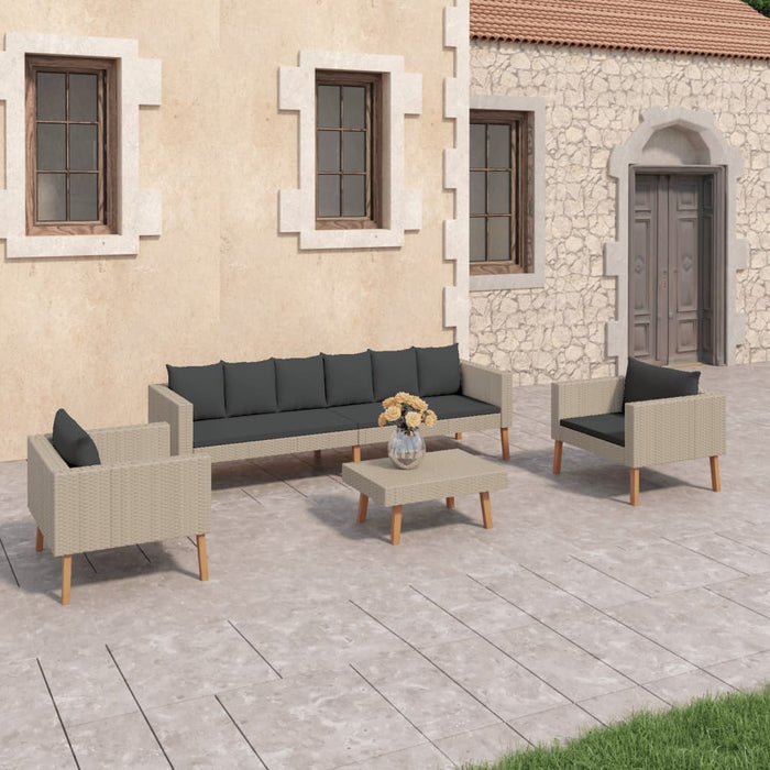 VXL Garden Furniture Set 4 Pieces and Cushions Beige Synthetic Rattan