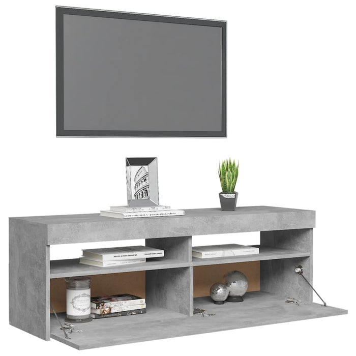 VXL Mueble de TV con luces LED gris hormigón 120x35x40 cm
