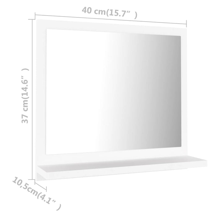 VXL White Chipboard Bathroom Mirror 40X10.5X37 Cm
