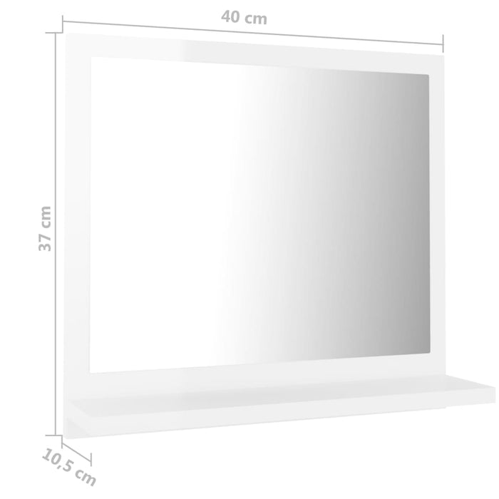 VXL Espejo De Baño Aglomerado Blanco Brillante 40X10,5X37 Cm