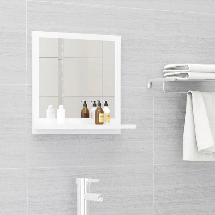 VXL Glossy White Chipboard Bathroom Mirror 40X10.5X37 Cm