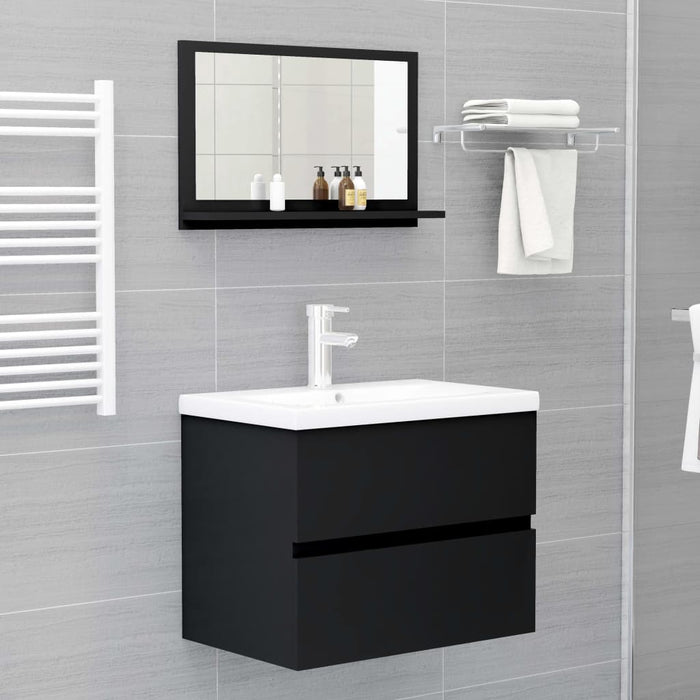 VXL Black Chipboard Bathroom Mirror 60X10.5X37 Cm