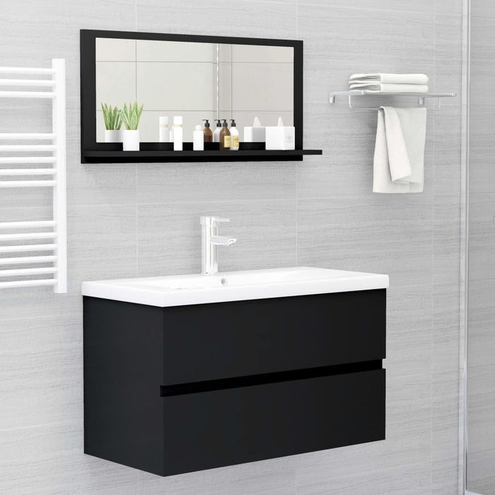 VXL Black Chipboard Bathroom Mirror 80X10.5X37 Cm
