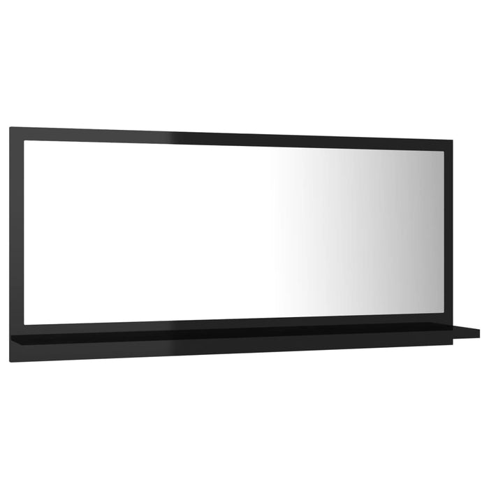 VXL Glossy Black Chipboard Bathroom Mirror 80X10.5X37 Cm